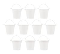GRIRIW Mini Metal Buckets and Desk Use for Balcony Decor Stylish and Practical 10pcs White Tinplate Flower Pots Small Buckets Can be Strung Together as Plant Stands
