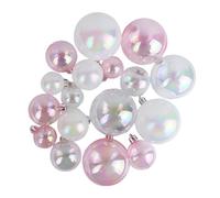 GRIRIW Mini Shiny Pink Balls Cake Topper DIY Cake Insert Decoration 17pcs Bubble Balls Balloon Cupcake Toppers Pearls for Birthday Baby Shower Wedding Anniversary