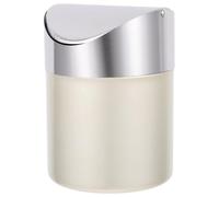 GRIRIW Mini Stainless Steel Swing Lid Small Trash Can for Desk, Compact Desktop Rubbish Bin with Lid, Light Green Office Wastebasket for Workspace Organization