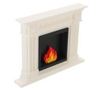 GRIRIW Miniature Simulated Fireplace Mantelpiece, Victorian Dollhouse Fireplace Screen, White Large Christmas Dollhouse Accessory for Fairy Garden and Tiered Tray Decor