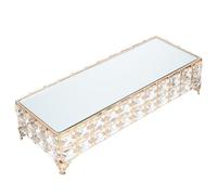 GRIRIW Mirror Design Cake Stand 30X12X7Cm Iron and Glass Dessert Display Tray for Valentine’S Day Wedding Fruit Serving Plate