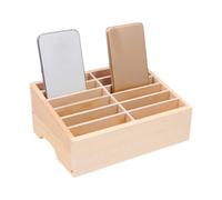 GRIRIW Mobile Phone Storage Box 12 Grids Desktop Wooden Cell Phone Holder Organizer for Classroom Office Meeting Room Temporary Display Rack
