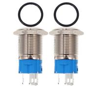 GRIRIW Momentary Push Button Switch Aluminium Alloy 16mm 2pcs Waterproof with LED Ring Light 12v 24v Sturdy Rubber for Vehicle Automotive Car Modification