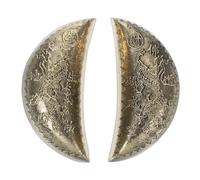GRIRIW Moon-Shaped Yin Yang Divination Cups Copper Golden 1 Pair for Buddhist Practices and Taoist Divination Tools, Vintage Style Home Ritual Accessories