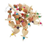 GRIRIW Natural Wooden Parrot Chewing Bird Chew Hanging Plaything for African Grey Macaws Cockatoos and Small Birds Safe Non-toxic Foraging to Reduce Destructive Behavior and Promote