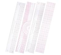 GRIRIW Patchwork Ruler 4 Pcs PVC Pattern Marking Rulers Multiple Specifications for Garment Pattern Creation and Professional Studios