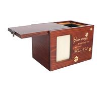 GRIRIW Pet Bone Ash Box with Photo Frame Wooden Urn for Dogs Cats Pets Durable Sturdy Cinerary Keepsake Natural Wood Material for Ashes