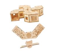 GRIRIW Pet Tunnel Toys Wooden Hamster Exploring Maze Small Pet Tunnel Playthings Guinea Hideout Play Tube Toy Creative Maze House Hamster for Play