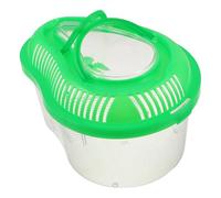 GRIRIW Portable Small Reptile Habitat Box with Built Sunbathing Platform and Handle Plastic Turtle Tank for Lizards Geckos Snakes and Small Pets Outdoor Travel Container in Green