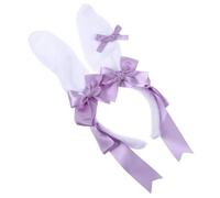 GRIRIW Purple Plush Rabbit Ear Headband Adorable Party Dress up Prop with Large Bowknot, Lovely Cosplay Hair Accessory for Halloween and Fashion Show for Women and Ladies