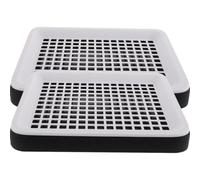 GRIRIW Rabbit Plastic Potty 2pcs Black Critter Litter Litter Box with Double-layer Design and Detachable Grids with Large Storage Space and Easy to Carry Small Animals for Squirrels