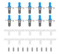 GRIRIW Rabbit Water Feeder and Metal Drinking Nipple Set with White Three-way Connector, 10pcs Automatic Watering Device for Bunny Cages, Farm and Household Small Animal Watering Supplies