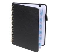 GRIRIW Refillable A6 Address Book Binder with Password Lock, Alphabetical Tabs, Pen Loop, and Elastic Strap - Softcover Spiral Notebook for Personal and Office Use