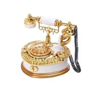 GRIRIW Retro Telephone Music Box Storage Case, Vintage Decorative Musical Box with 8-Tone Melody, White Office Home Decor Organizer