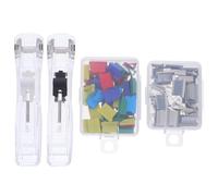 GRIRIW Reusable Transparent Push Stapler with Metal Refill Clips Portable Paper Clamp Dispenser for School Office Crafting Clear Handheld Binder Clip Organizer with Bulk Refill