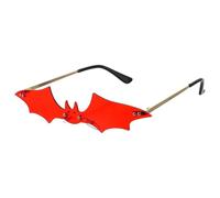 GRIRIW Rimless Bat Sunglasses Women Metal Red Novelty Eyewear