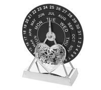 GRIRIW Rotatable Wooden Dial Perpetual Desk Calendar with Stand Manual Reusable Date Tracker for Home Office Artistic Minimalist Rustic Decoration Easy Interactive Date