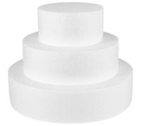 GRIRIW Round Cake Dummy 3 Tiers Foam Cake Dummies Form Polystyrene Model 4/6/8 inch Set for Wedding Display Decorating Practice DIY Fondant and Piping Art