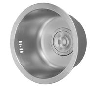 GRIRIW Round Stainless Steel Bar Sink Single Bowl Compact Kitchen Sink for Rv Outdoor Use with Drain and Overflow Space-Saving Mini Basin for Bars Restaurants and Small Kitchens