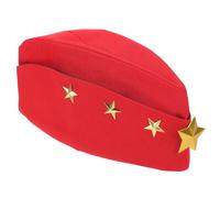 GRIRIW Sailor Costume Accessory Hat with Star Detail with Super Soft Texture Red Canvas Russian Style Captain Hat for Cosplay Party and Christmas