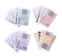 GRIRIW Self-Adhesive Label Stickers Paper Material 32pcs Assorted Colour in Dot and Square Shapes to Help Classify Items and Crafts for Home and Bedroom Use