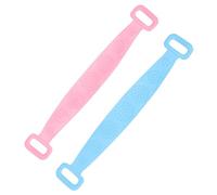 GRIRIW Silicone Back Rub Towel 2pcs Long Strip Double Holes Design for Bathing Supplies with Hanging to Dry Feature in Blue and Pink