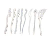 GRIRIW Silicone Hairpin Mold Resin Moulds 8pcs for Crafts Making, Easy to Use and Store, Mixed Style White for Hairpin and Headdress Creation