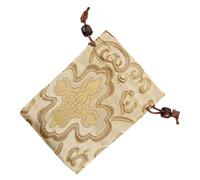 GRIRIW Silk Brocade Drawstring Jewelry Pouch Bag with Embroidered Fortune Design Lightweight Storage for Singing Bowls Prayer Beads and Small Items Portable Organizer for Weddings and