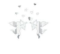 GRIRIW Silver Acrylic Love Angel Mirror Wall Stickers Decals 9 Pieces Waterproof and Easily Removable for Living Room Home Decoration Freely Collage