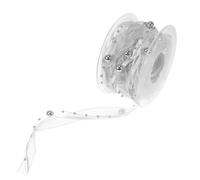 GRIRIW Silver Beads Chain Ribbon for DIY Bouquet and Packing Ribbon, 1 Roll Polyester Plastic Material, Without Fraying Ends or Loose Strings, for Celebrated Decorations