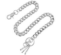 GRIRIW Silver Metal Pant Chain with Resilient Links and Fasteners, Punk-style Single Layer Pants Chain for Everyday Wear and Music Festivals, Versatile Clothing Accessory for Men