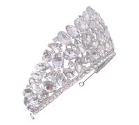 GRIRIW Silver Rhinestone Crown Wedding Headdress Tiara for Women Lightweight Alloy Comfortable to Wear Elegant Shiny Design Suitable for Party and Performance