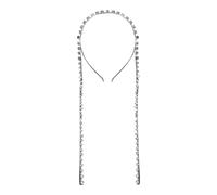 GRIRIW Silver Rhinestone Tassel Headband, Zinc Alloy Headpiece with Delicate Sparkly Finish, Elegant Hair Accessory for Women and Little, for Mother's Day and Teacher's Day
