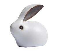 GRIRIW Small Ceramic Rabbit Tea Pet Ornament Smooth Porcelain Animal Figurine for Indoor Desktop Decor Creative Bunny Design for Tea Lovers and Home Decoration Unique Gift for Rabbit