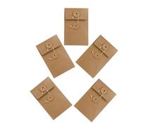 GRIRIW Small Kraft Paper Envelopes 5Pcs with String Tie Closure and Design for Bills and Stamps in School and Office