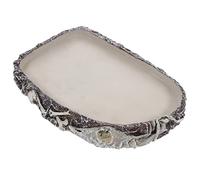 GRIRIW Solid Resin Tortoise Water Dish Snake Water Bowl Reptile Food Bowl Multi-functional Reptile Feeder