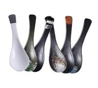 GRIRIW Soup Spoons with Retro Look Japanese Style Ceramic 6pcs Decorative Soup Spoons and Fine Workmanship and Easy to Carry Picnic Use