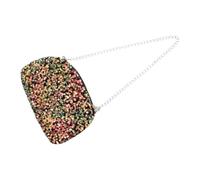 GRIRIW Sparkly Sequin Evening Bag for Women with Crossbody and Shoulder Functions, Mini Size, Golden Polyester and Metal Material, Organized Compartments, for Dinner Dates and Festive