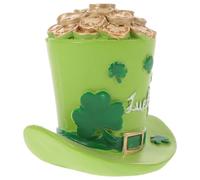 GRIRIW St Patrick’s Day Resin Shamrock Top Hat Ornament - Green Clover Tabletop Decoration for Dining Table, Irish Farmhouse Leprechaun Hat Centerpiece, Holiday and Coffee Table Decor