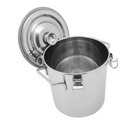 GRIRIW Stainless Steel Milk Container and Airtight Flour Storage Bucket 20x20cm Double-handle Portable Sealed Kitchen Storage Jar for Food and Water