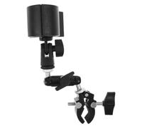 GRIRIW Stroller Fan Clamp Attachment for Handheld Fans, Black Plastic Metal | Wide Silicone Pad, Thick Spring Clip, Built-in Cable Groove, Multiangle Support for Family Outings