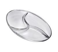 GRIRIW Tempered Glass Divided Dinner Plate 10-inch 3-Compartment Kitchen Tableware for Dumplings, Fruit Salad, and Breakfast Portion Control