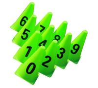 GRIRIW Training Sign Buckets Marking Cones Pe Green Reusable Footwork Training for Football Competition Practice 0-9 Numbered Random Color