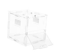 GRIRIW Transparent Acrylic Reptile Feeding Box with Quick Clean Surface for Jumping Spiders Geckos Lizards Frogs and Turtles Mini Portable Habitat Terrarium for Small Exotic Pets