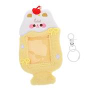 GRIRIW Transparent Cartoon Animal Photocard Holder Keychain with Hollowout Design Cute Id Card Sleeve for Kpop Fans Students Photo Protector for Credit and Bus Cards Yellow Bunny Style