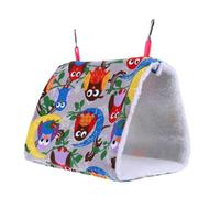 GRIRIW Triangle Parrot Hammock Nest Cozy Bird Sleeping Bed for Pets Comfortable Hanging Design Owl Pattern for Parrots Canaries and More