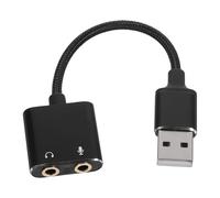 GRIRIW USB to Jack Audio Adapter with External Sound Card Dual Headphone Microphone Converter for Clear Stable Sound PC Tablets Laptops Plug Play Design No Driver Needed and Audio