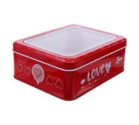 GRIRIW Valentine S Day Tinplate Cookie Jar with Lid Sturdy Metal Biscuit Storage Box for Holiday Candy Multifunctional Romantic Treat Container Reusable Tin for Snacks and Festive