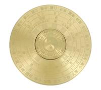 GRIRIW Vintage Chinese Brass Compass Adornment Portable Feng Shui Decorative Traditional Double-sided Rotatable Ching Ba Gua Mirror Desktop Ornament
