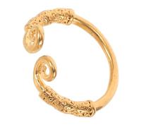 GRIRIW Vintage Gold Plated Wukong Spiral Bangle Adjustable Bracelet with Embossed Monkey King Design Comfortable Unisex Cuff Inspired by Ancient Chinese Mythology